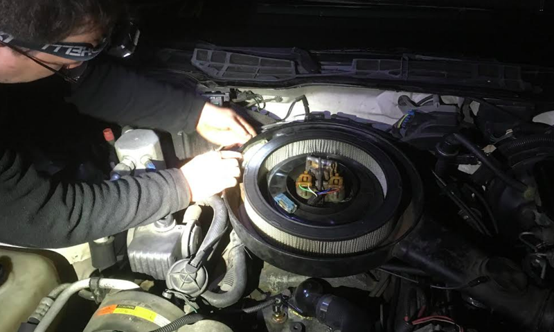 Here’s a look at the TBI setup. Note: This photo was taken well after the breakdown.